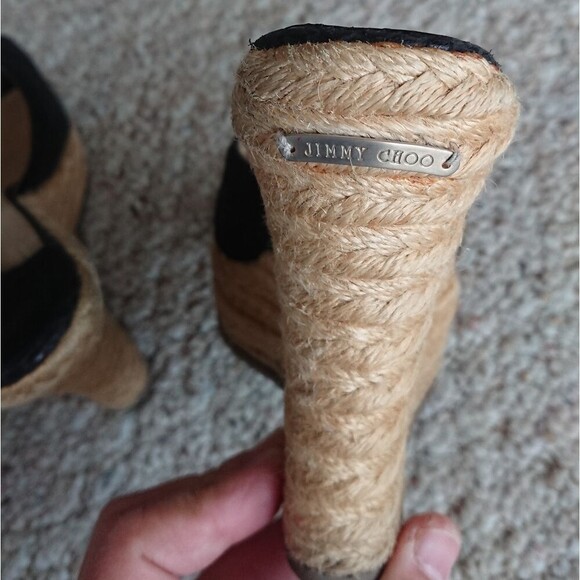 JIMMY CHOO black Snakeskin Animal Print Espadrilles size 36.5 - Picture 12 of 13